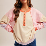 Coral & Sand Multicolor Henley Sweatshirt - The Nines