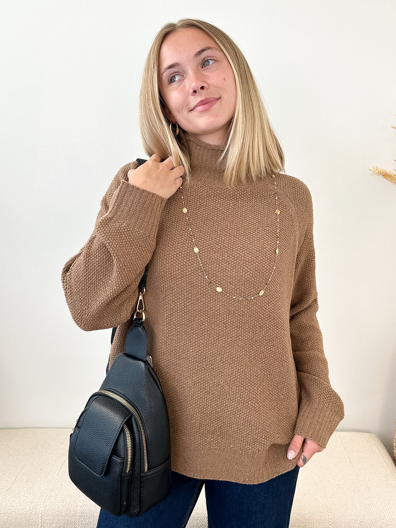 Textured Loose Turtleneck Sweater - 2 colors! - The Nines