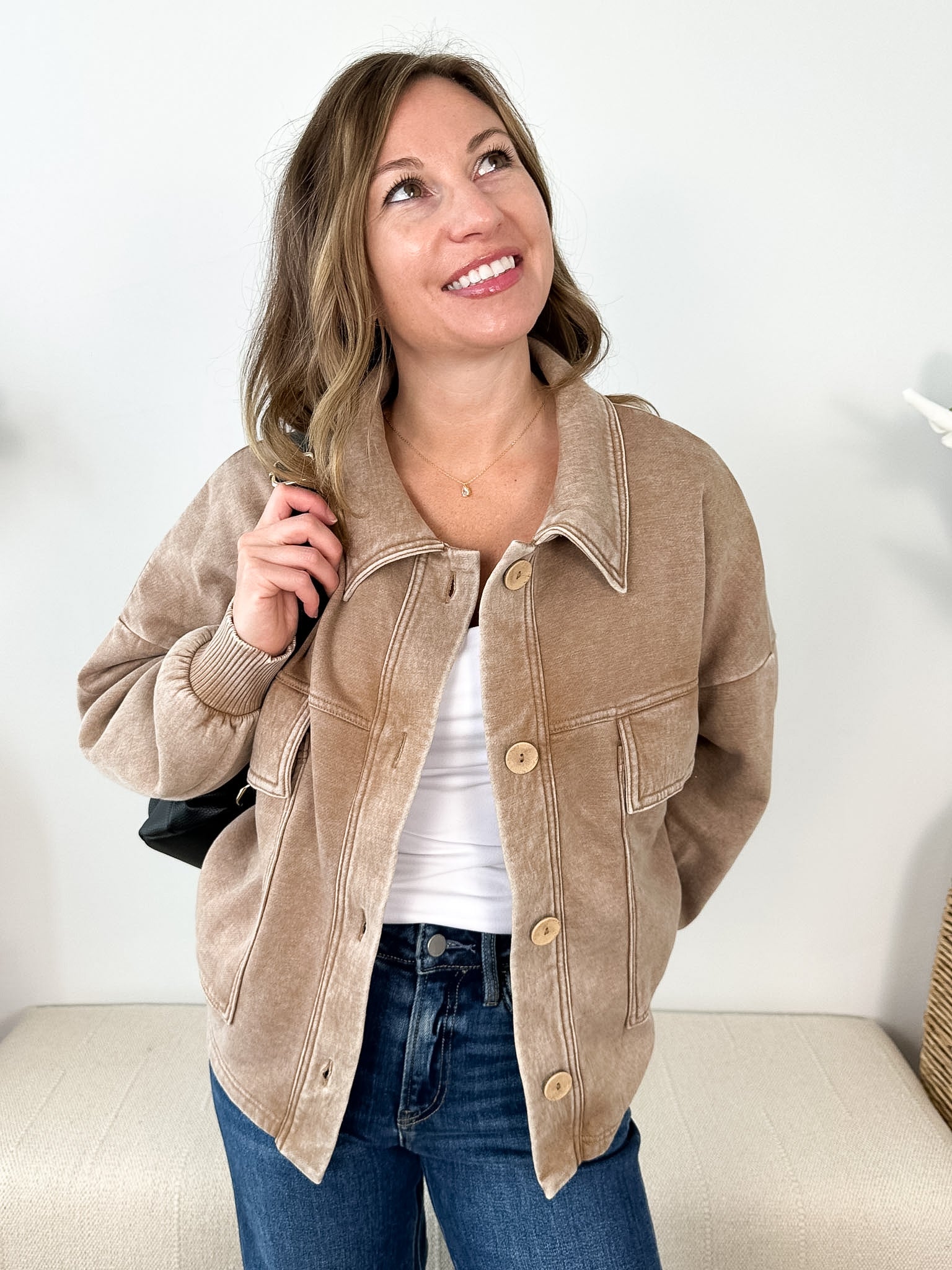Front Pocket Cropped Shacket - The Nines
