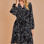 Black & White Abstract Print Dress - The Nines