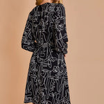 Black & White Abstract Print Dress - The Nines