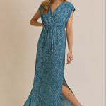 Teal & White Wrinkle Free Maxi Dress - The Nines