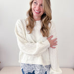 Cable Knit Lace Mixed Hem Sweater - The Nines