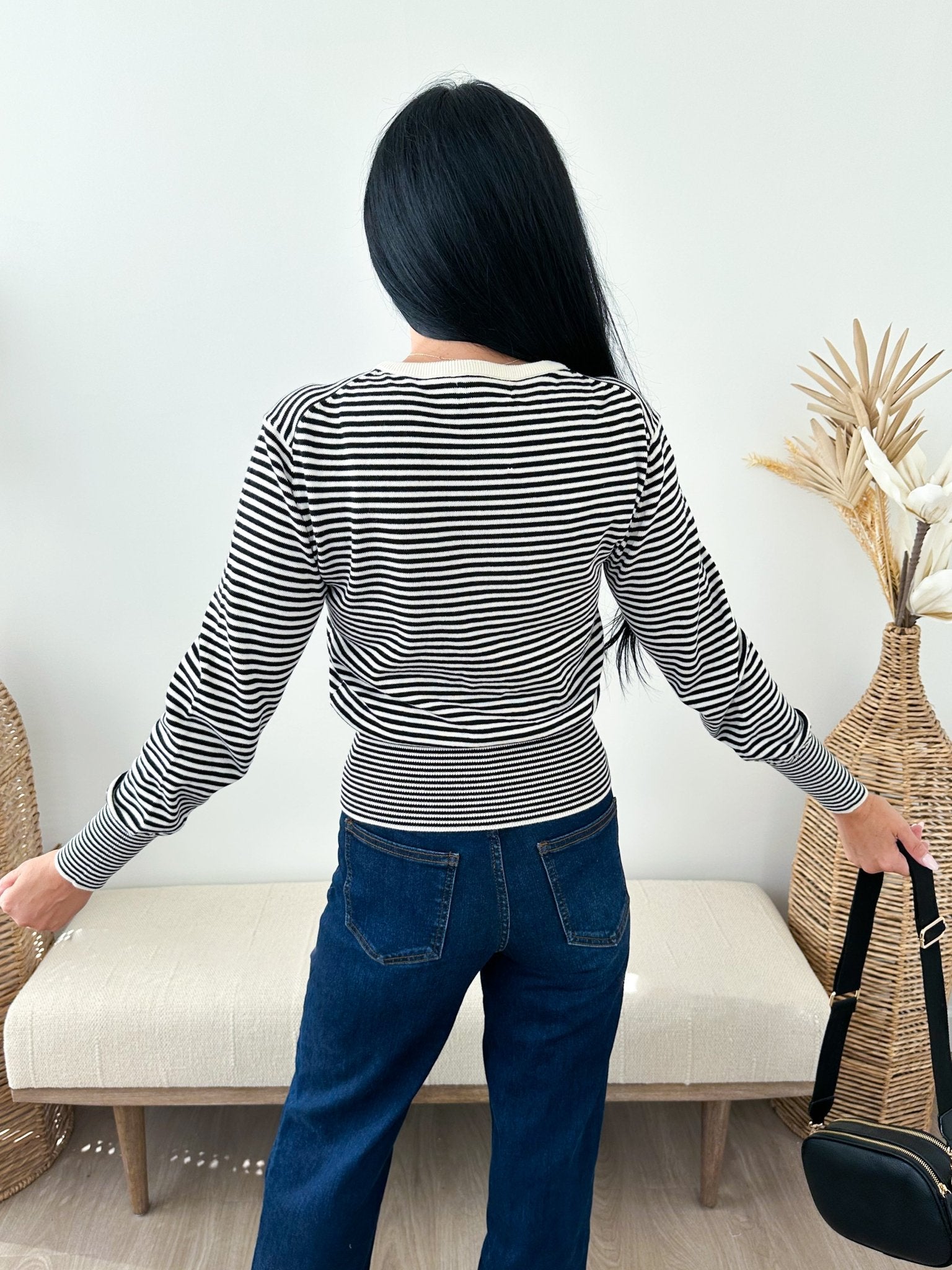 Stripe Button Down Cardigan - The Nines