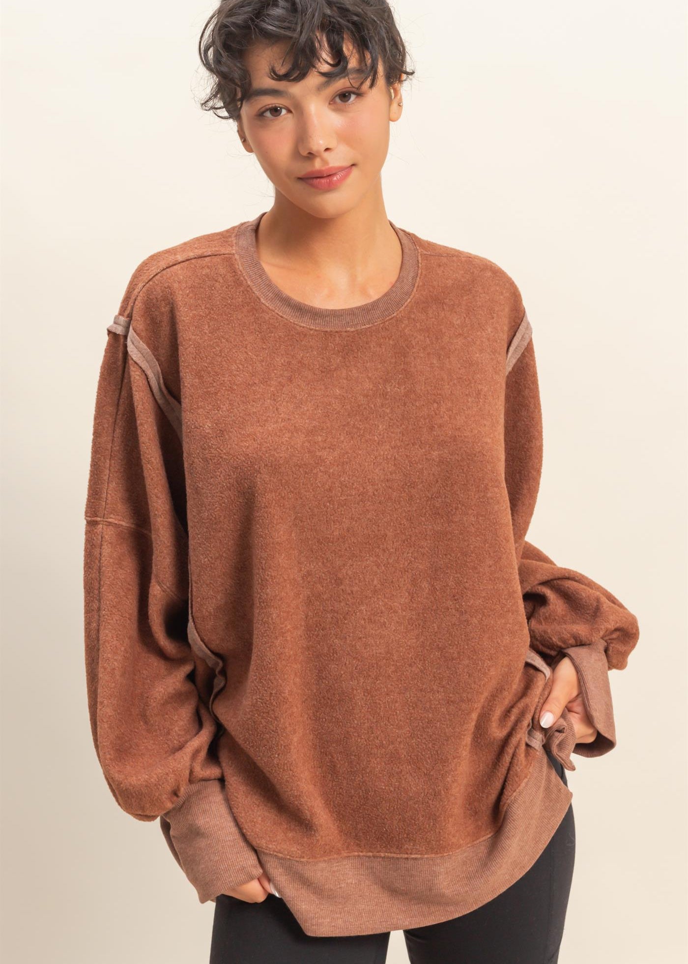 Cozy Up Brushed Oversized Sweatshirts - 2 colors! - The Nines