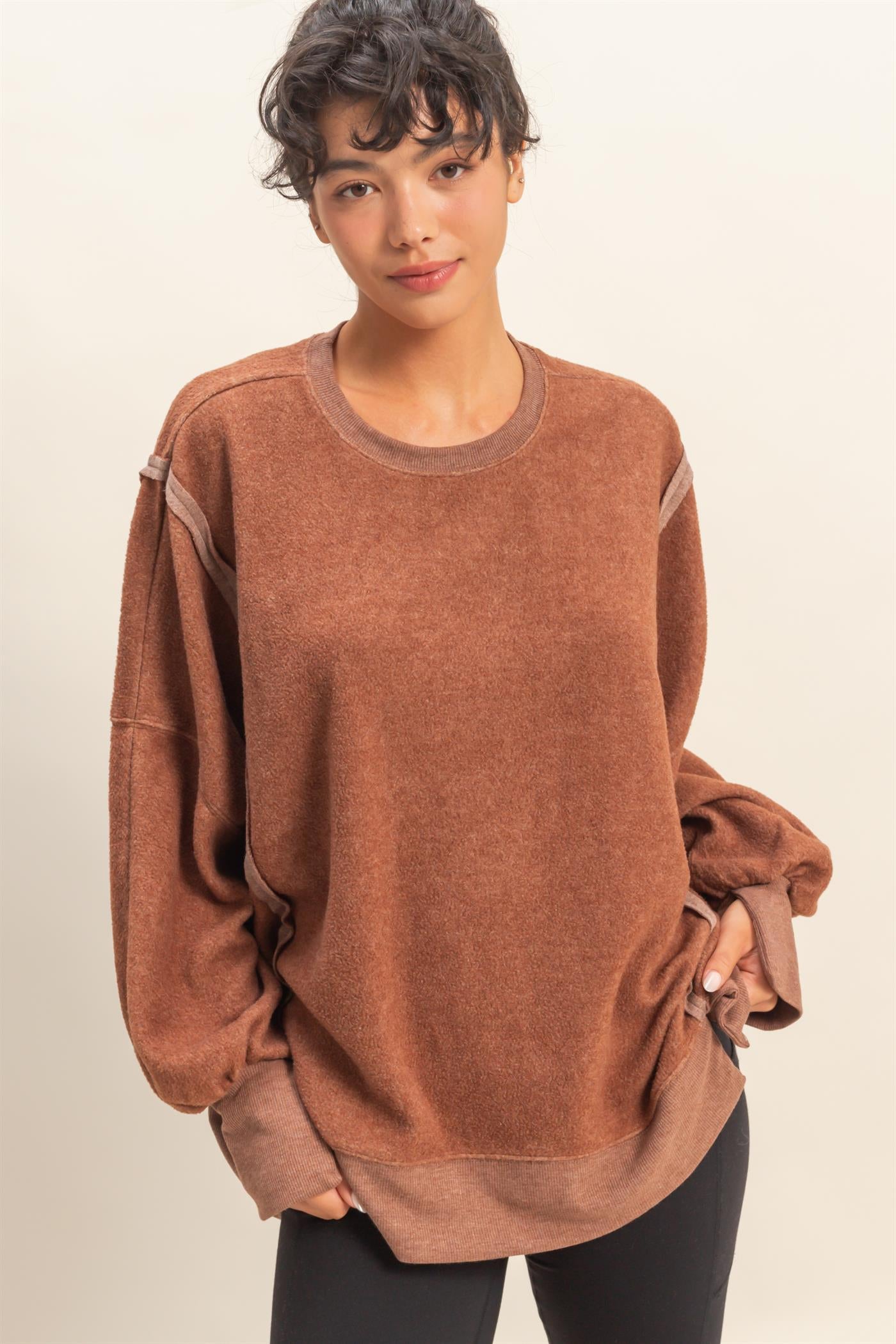 Cozy Up Brushed Oversized Sweatshirts - 2 colors! - The Nines