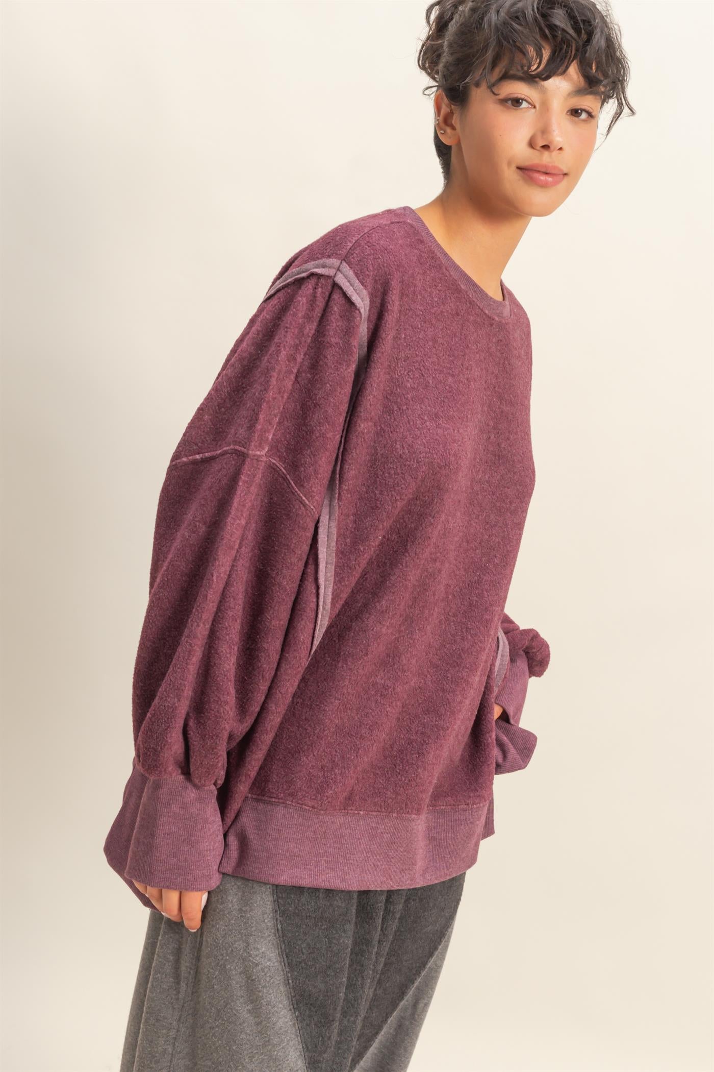 Cozy Up Brushed Oversized Sweatshirts - 2 colors! - The Nines