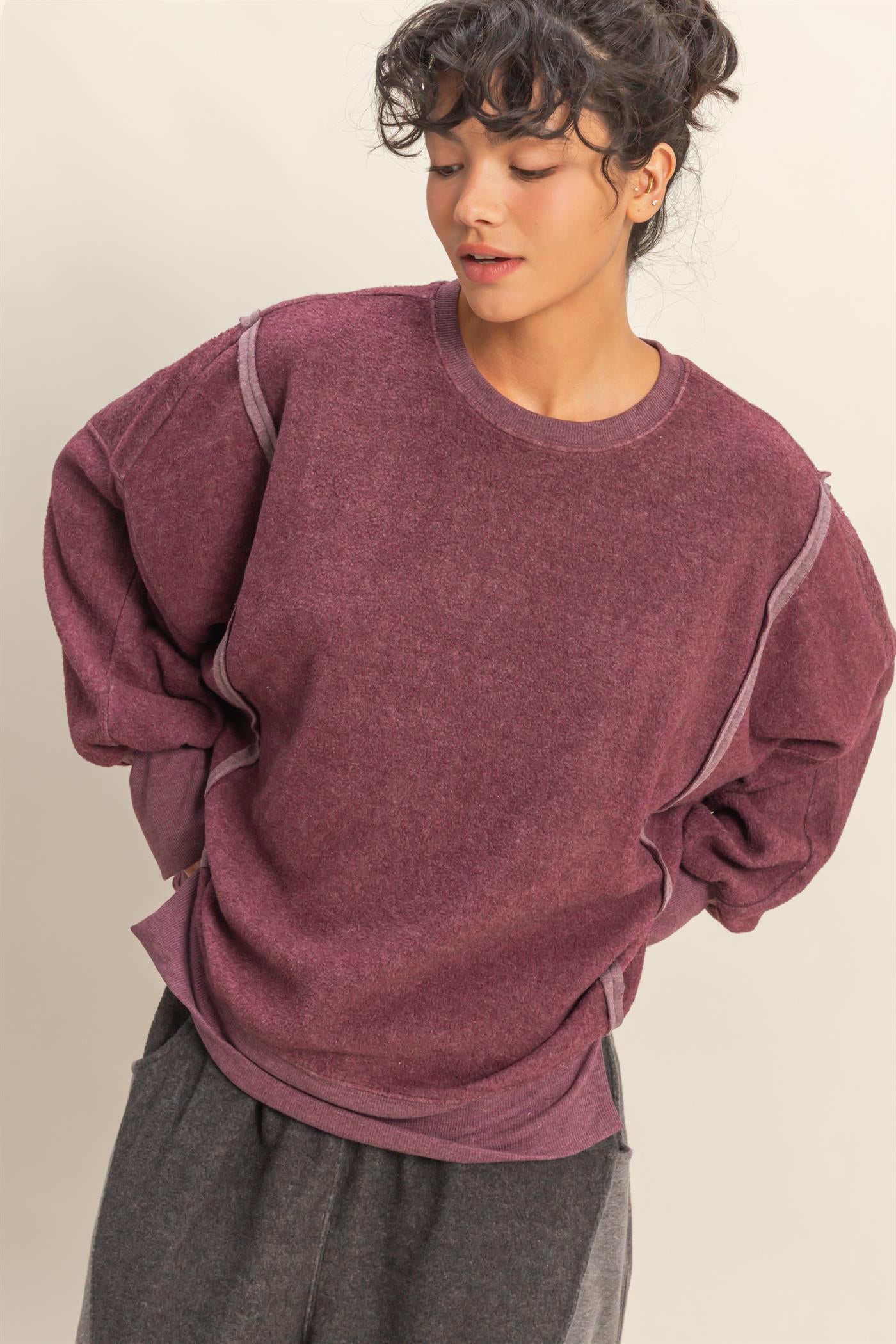 Cozy Up Brushed Oversized Sweatshirts - 2 colors! - The Nines