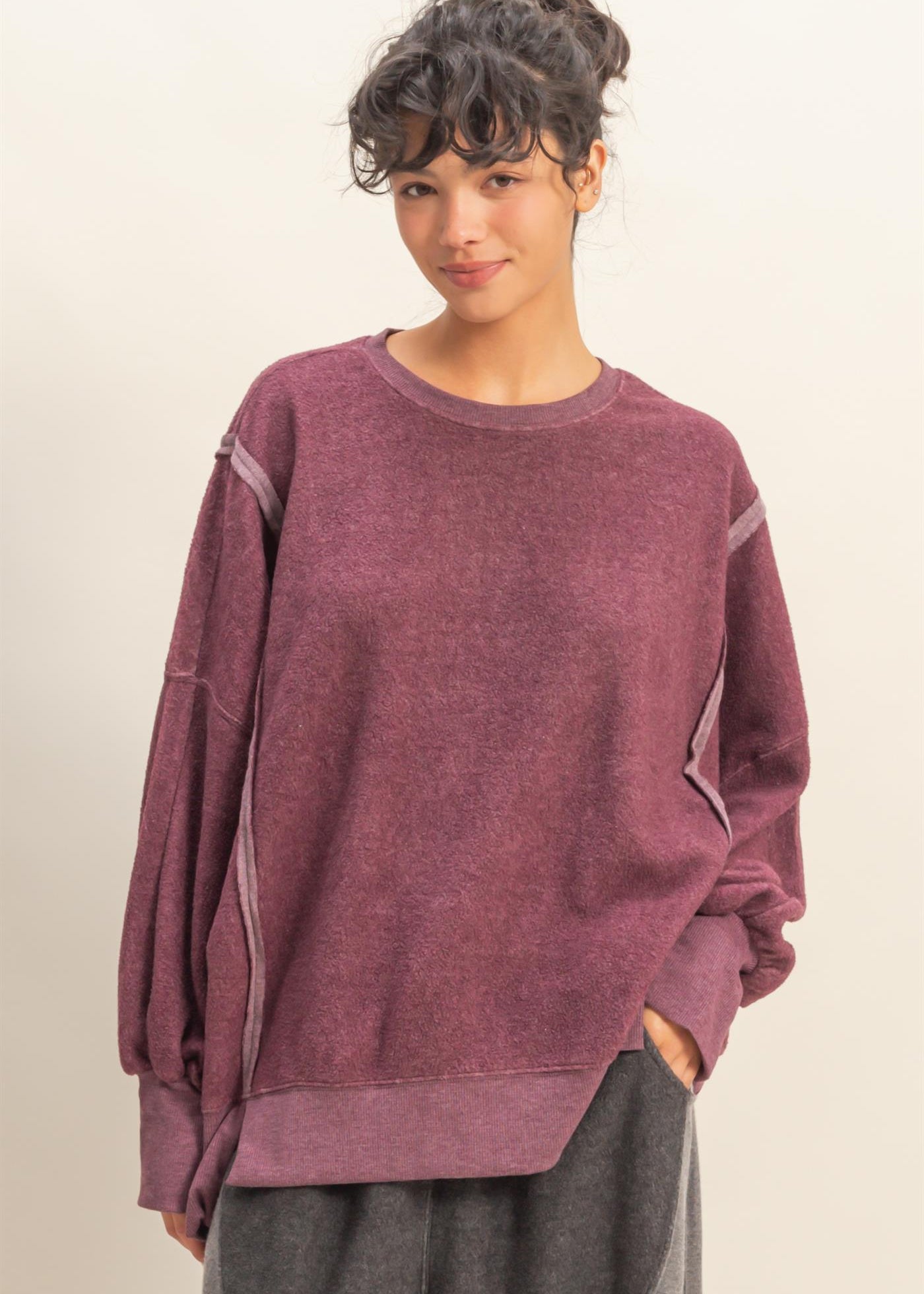 Cozy Up Brushed Oversized Sweatshirts - 2 colors! - The Nines