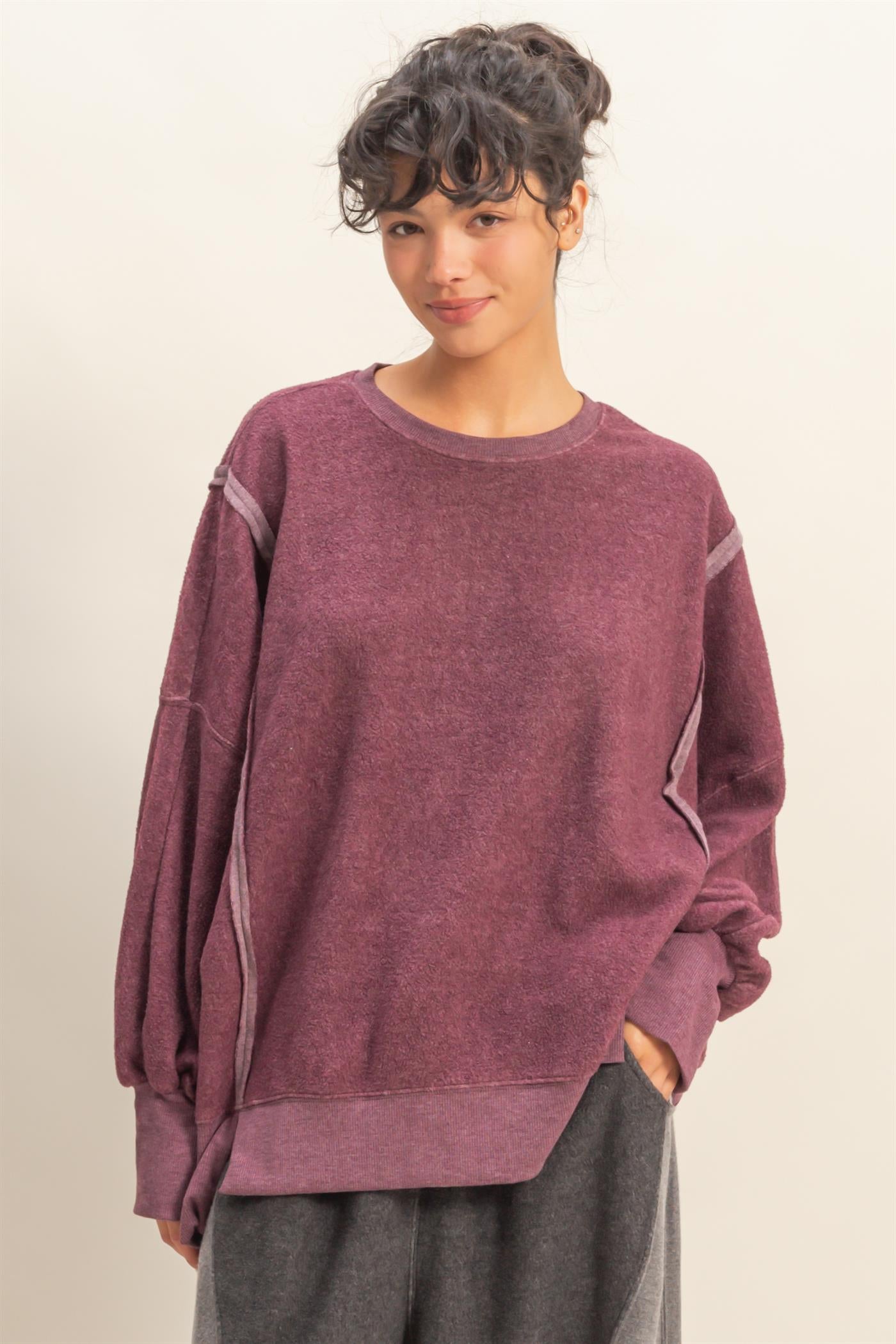 Cozy Up Brushed Oversized Sweatshirts - 2 colors! - The Nines