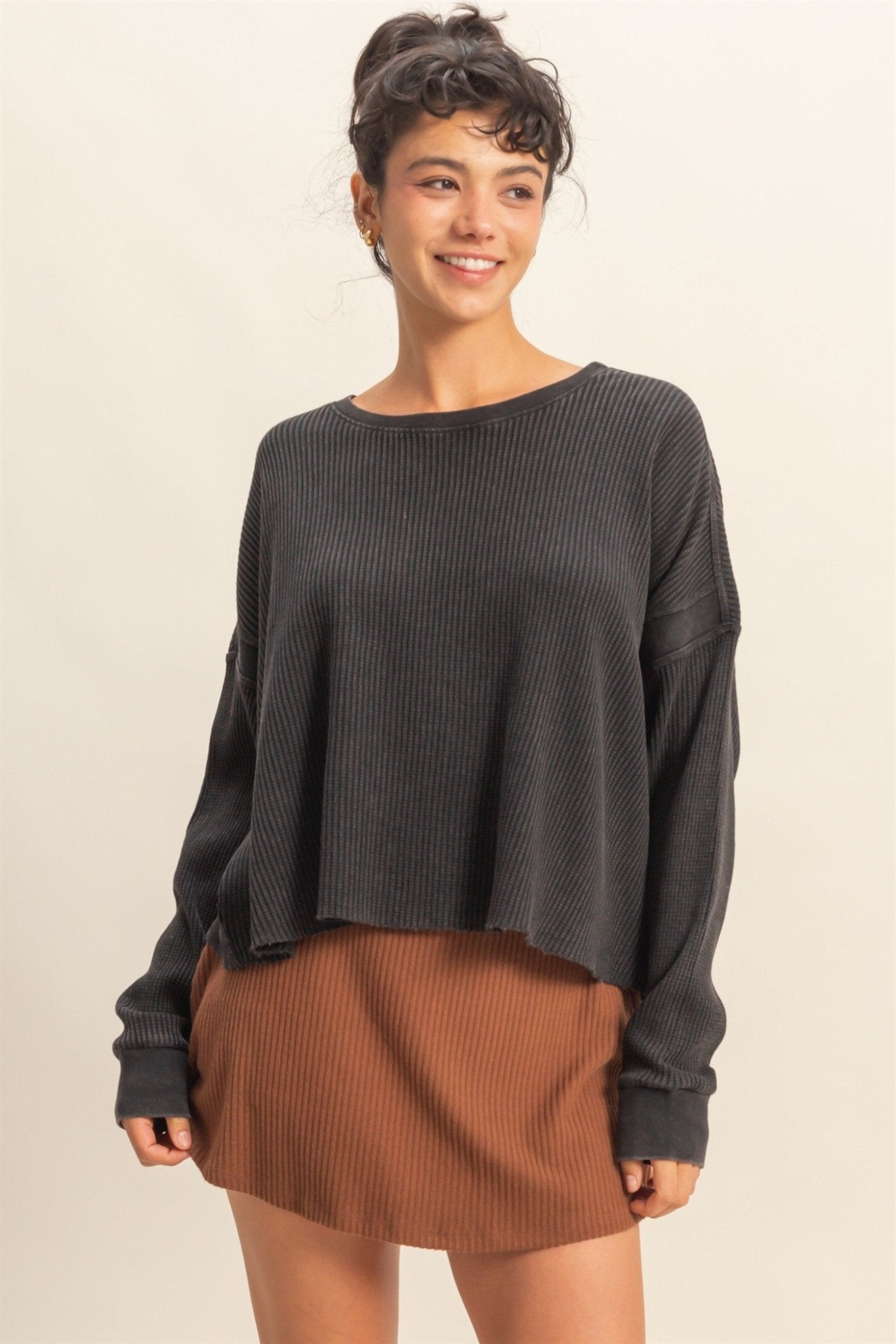 Open Back Waffle Top - 2 Colors! - The Nines