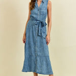 Dark Denim Belted Sun Dress - The Nines