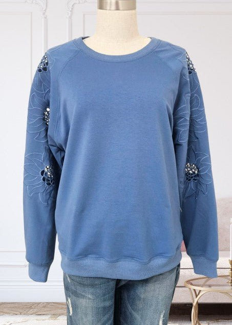 Embroidered Sleeve Pullovers - 3 Colors! - The Nines