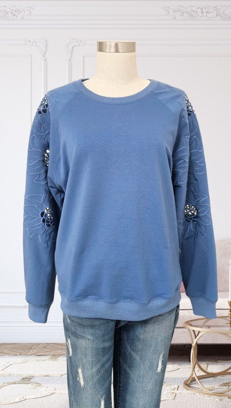 Embroidered Sleeve Pullovers - 3 Colors! - The Nines