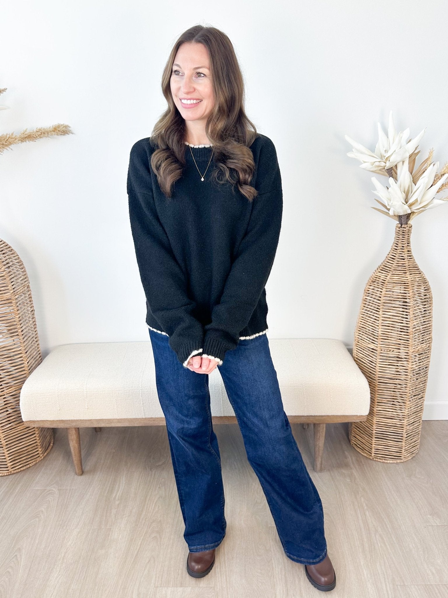 Contrast Edge Pullover - 2 colors! - The Nines