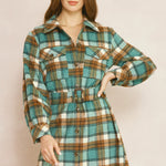 Brown & Sea Green Plaid Dress - The Nines