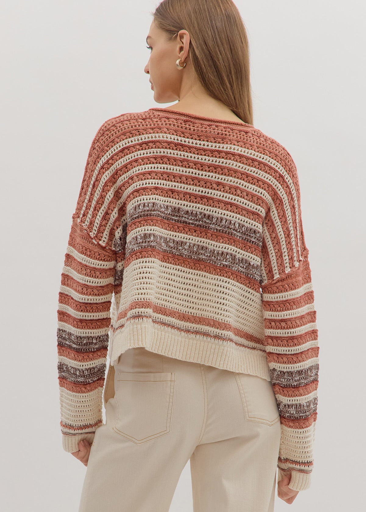 Brick Knit Long Sleeve Pullover - The Nines