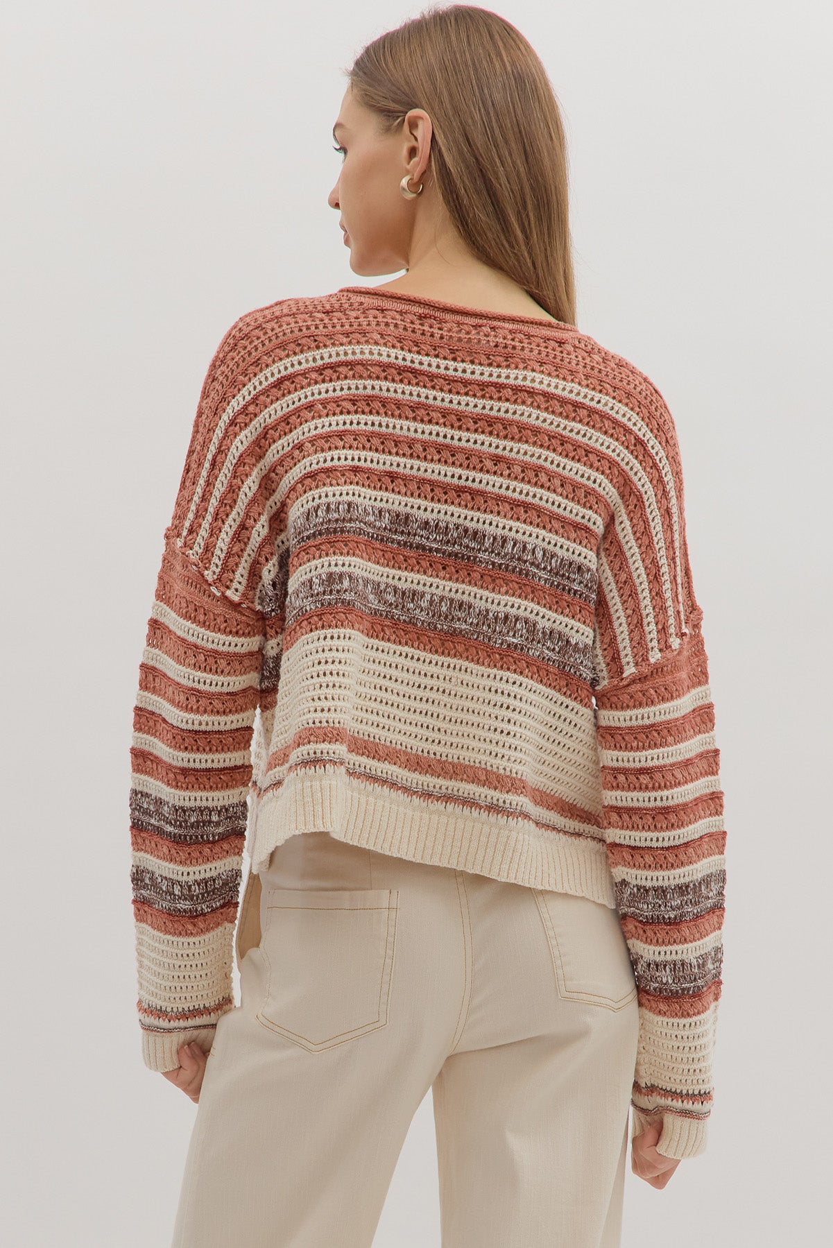 Brick Knit Long Sleeve Pullover - The Nines