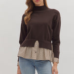 Brown Mock Layered Sweater Top - The Nines