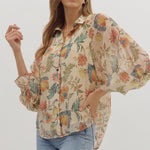 Ecru Floral Woven Long Sleeve - The Nines