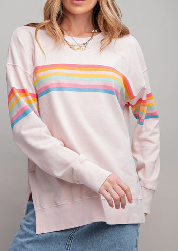 Blush Colorful Striped Pullover