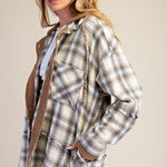 Easel Brand Cream Plaid Shacket with Waffle Details - The Nines