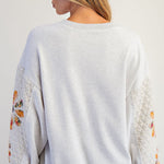 Easel Brand Quilted & Embroidered Sleeve Heather Gray Sweatshirt - FINAL SALE! - The Nines