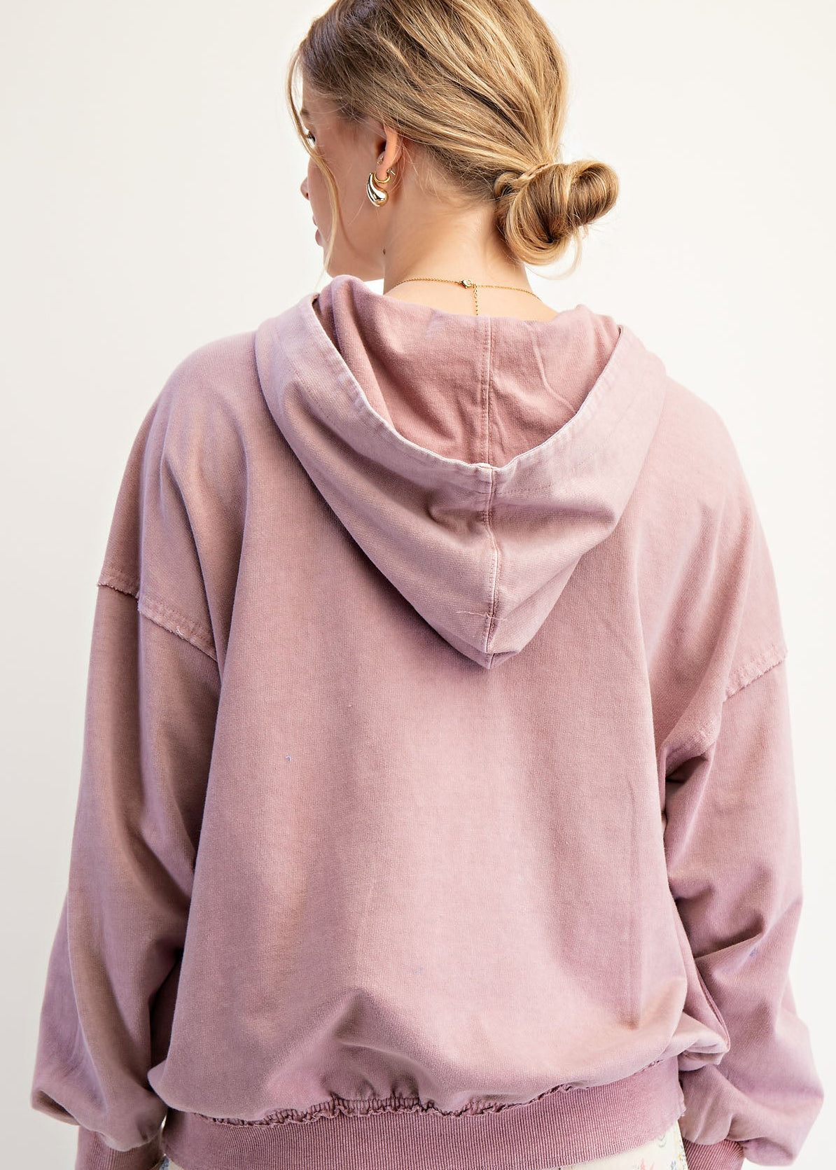 Easel Brand Mauve Floral Patchwork Hoodie - The Nines
