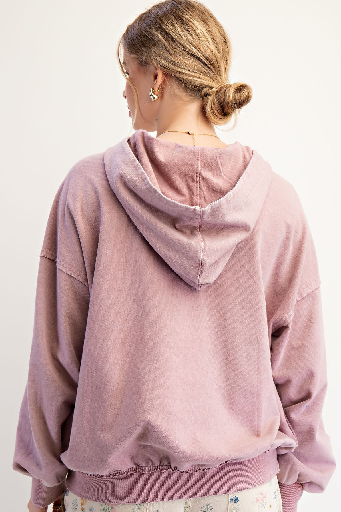 Easel Brand Mauve Floral Patchwork Hoodie - The Nines