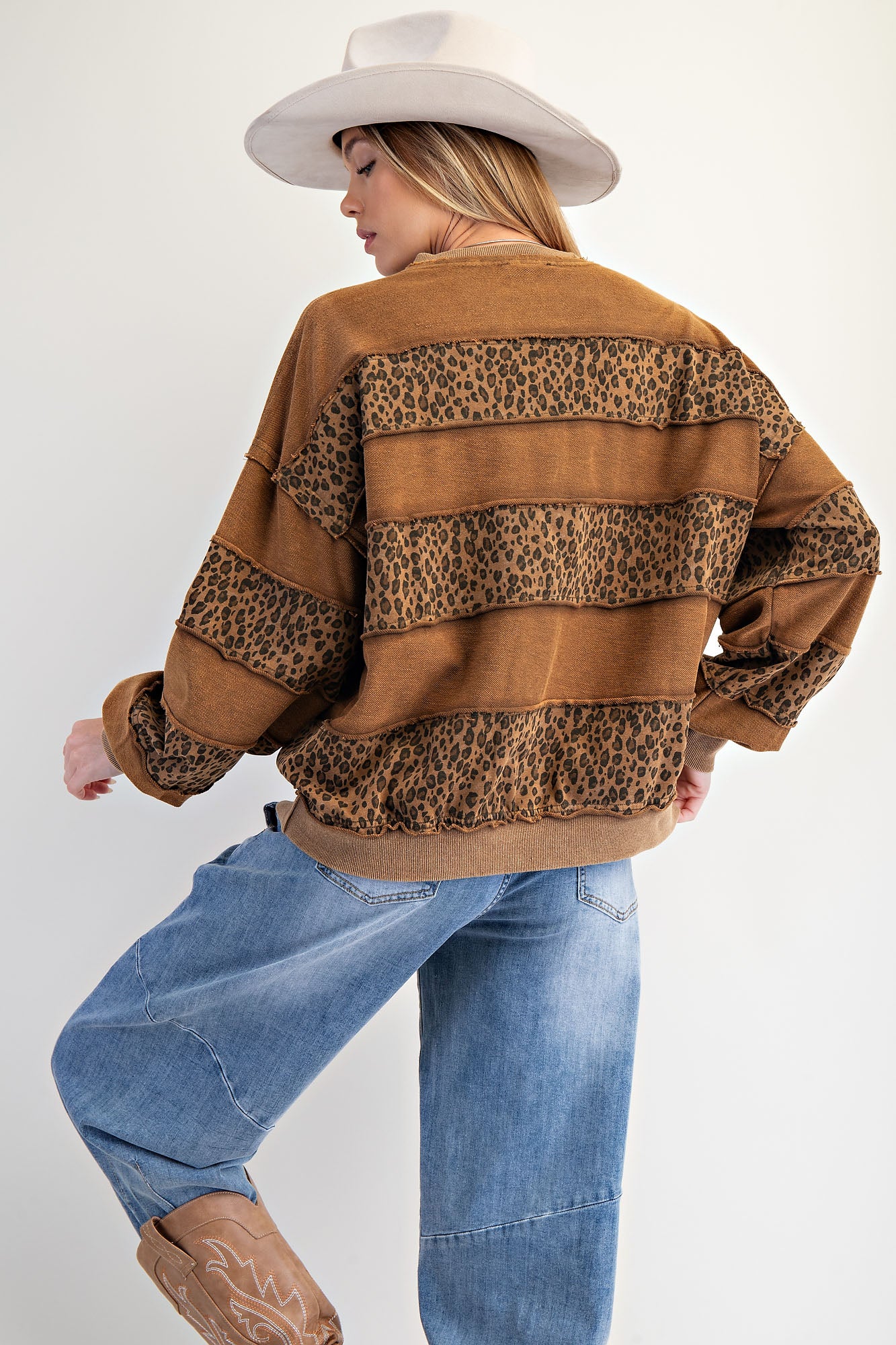 Easel Brand Animal Print Lace Up Sweatshirt - 2 Colors! - The Nines