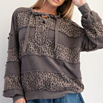Easel Brand Animal Print Lace Up Sweatshirt - 2 Colors! - The Nines