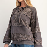 Easel Brand Animal Print Lace Up Sweatshirt - 2 Colors! - The Nines
