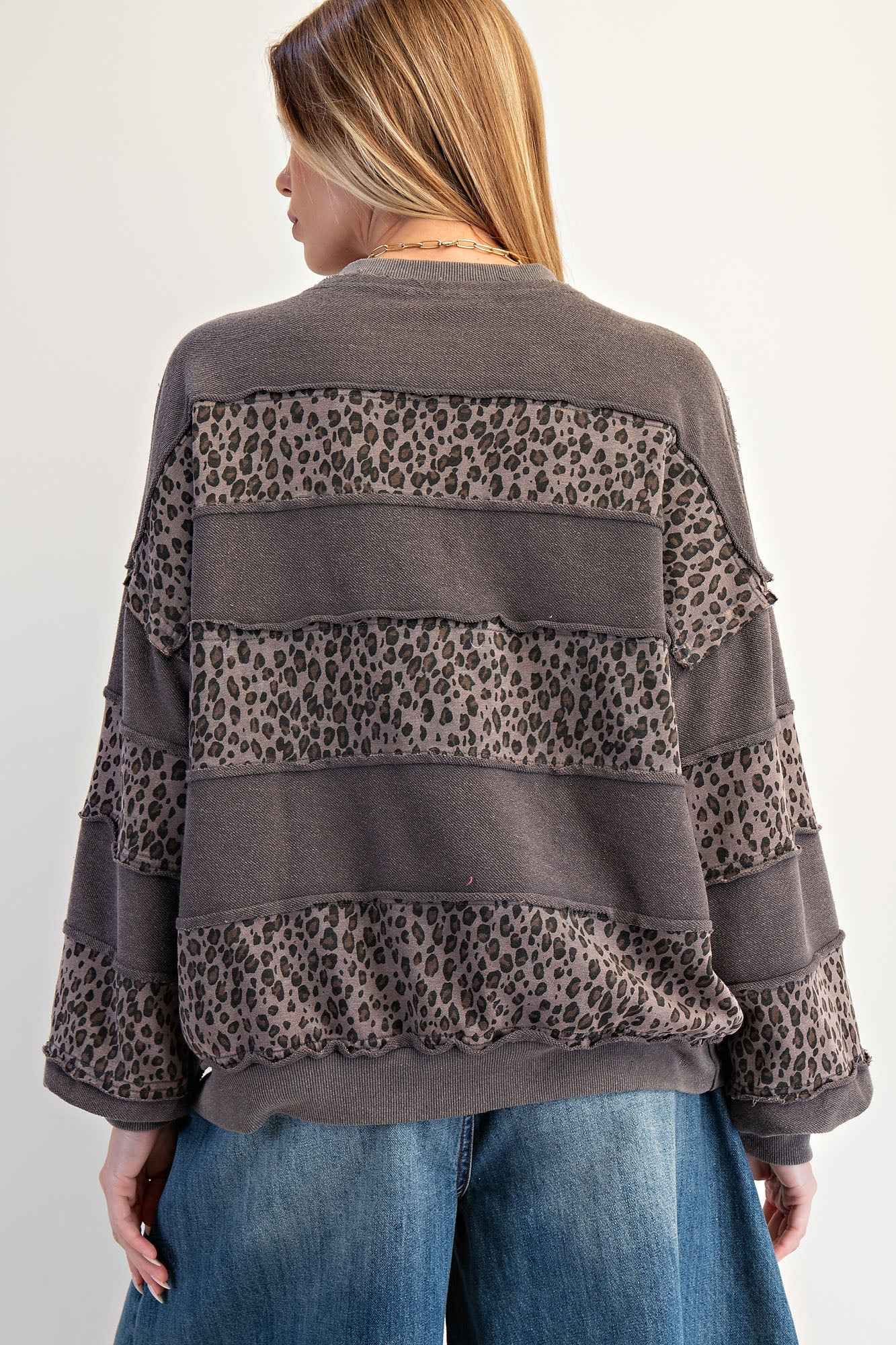Easel Brand Animal Print Lace Up Sweatshirt - 2 Colors! - The Nines