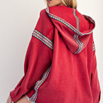 Easel Brand Red Printed Trim Hoodie - The Nines