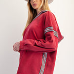 Easel Brand Red Printed Trim Hoodie - The Nines