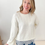 Cable Knit Lace Mixed Hem Sweater - The Nines