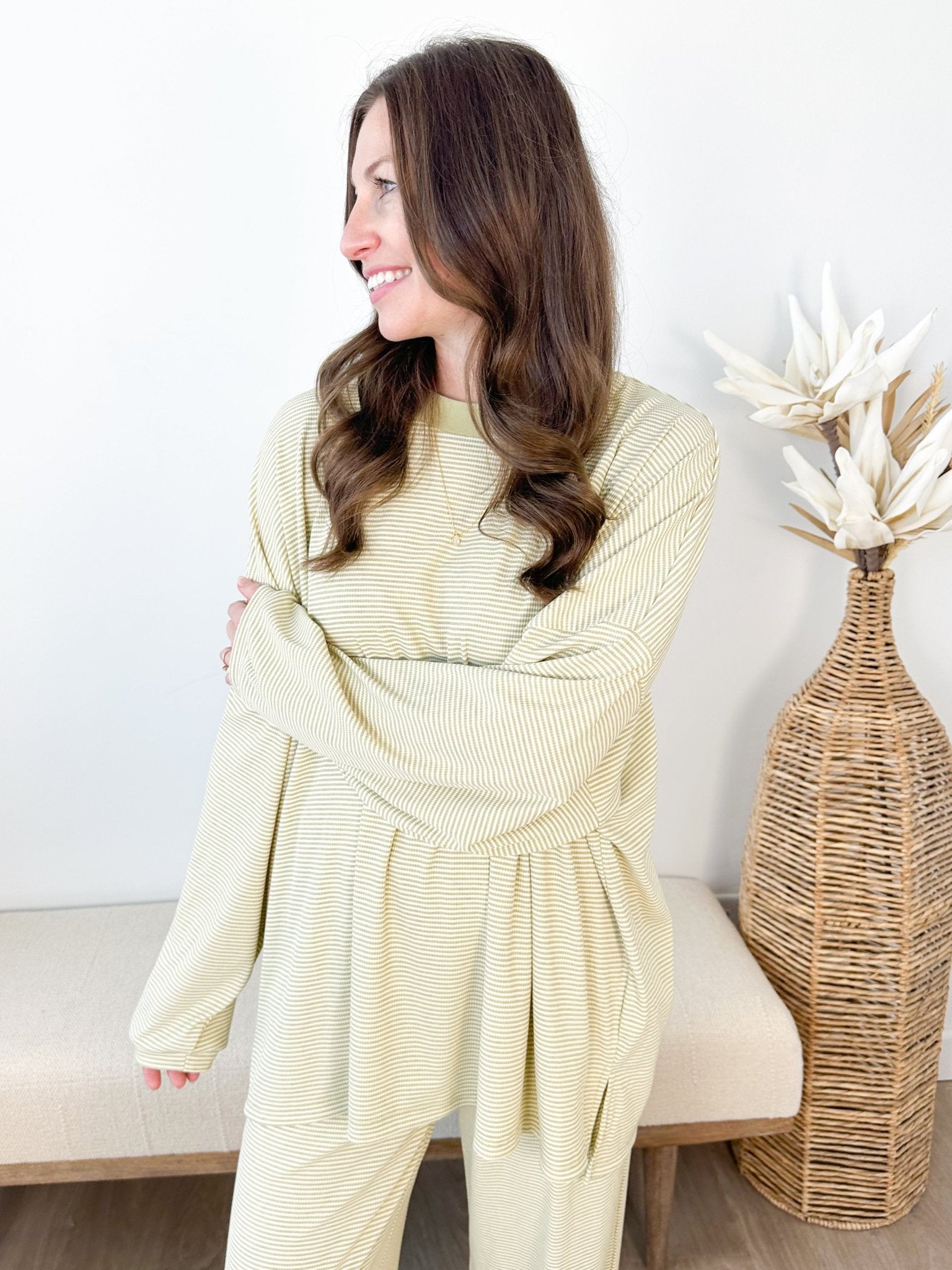 Kenzie Striped Rib Oversized Top - The Nines