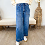Vervet High Rise Double Cuffed Wide Leg Jeans - The Nines