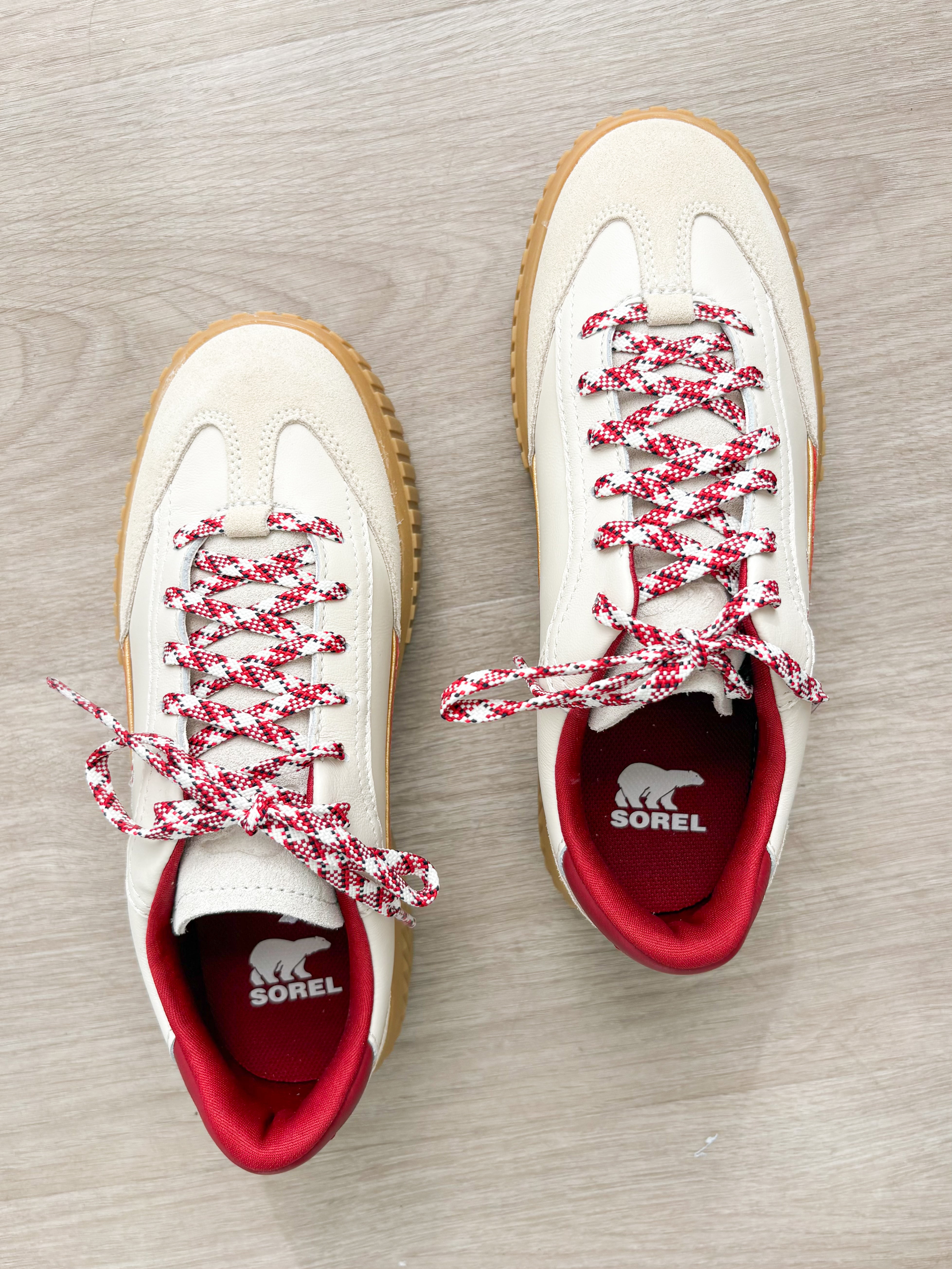 SOREL - ONA Avenue Sneaker - Chalk & Red Dahlia