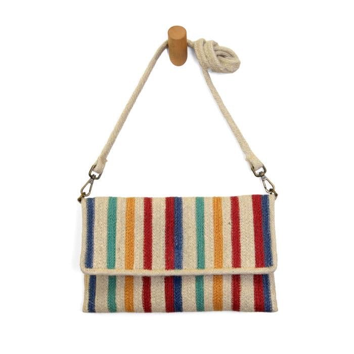 Multi Stripe Moxie Jute Handbag - The Nines