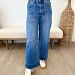 Vervet High Rise Double Cuffed Wide Leg Jeans - The Nines