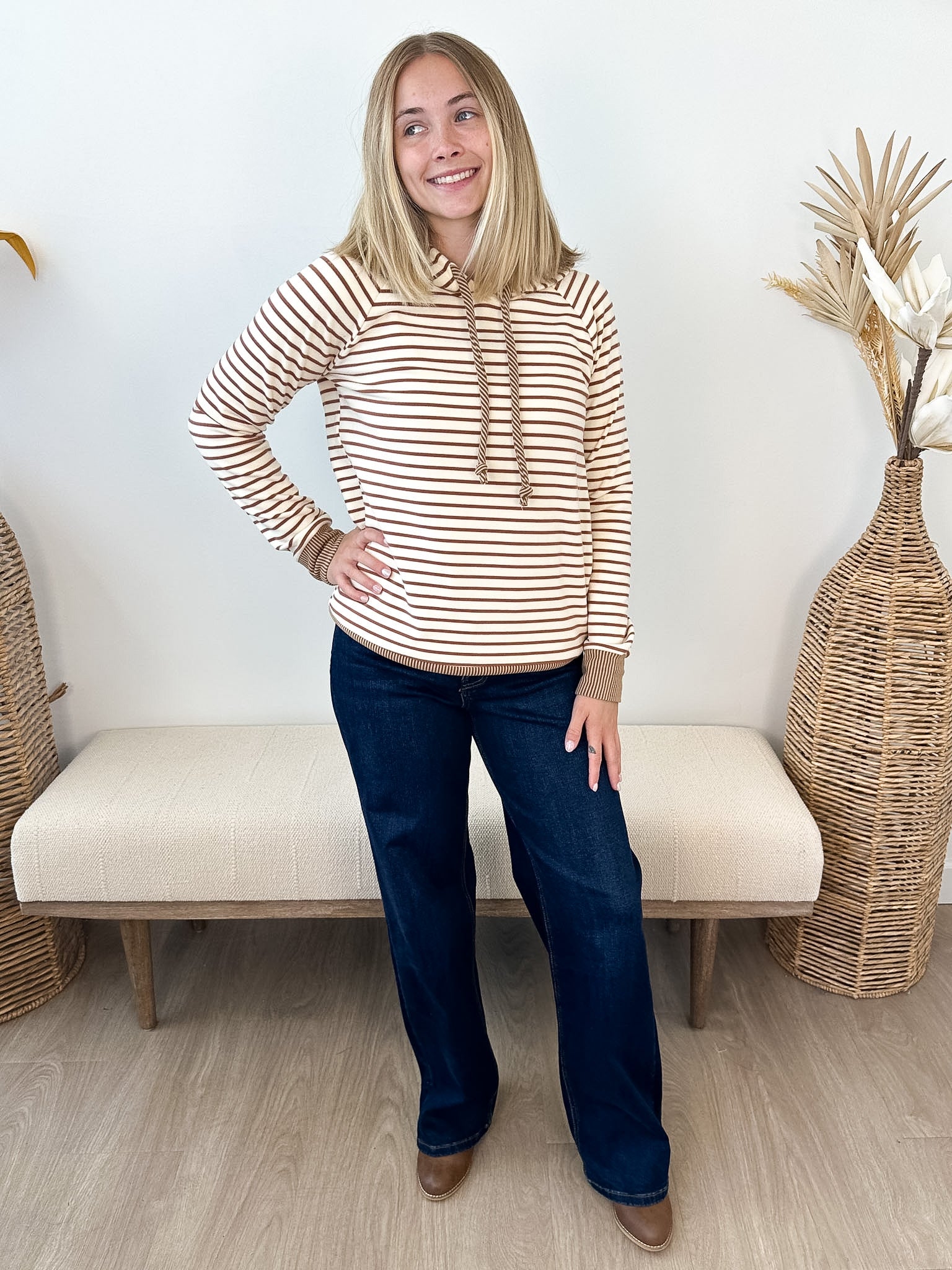Pinstriped Hoodie Top - The Nines
