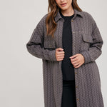 Charcoal Quilted Long Shirt Jacket - The Nines