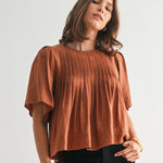 Pleated Short Sleeve Top - FINAL SALE! - The Nines