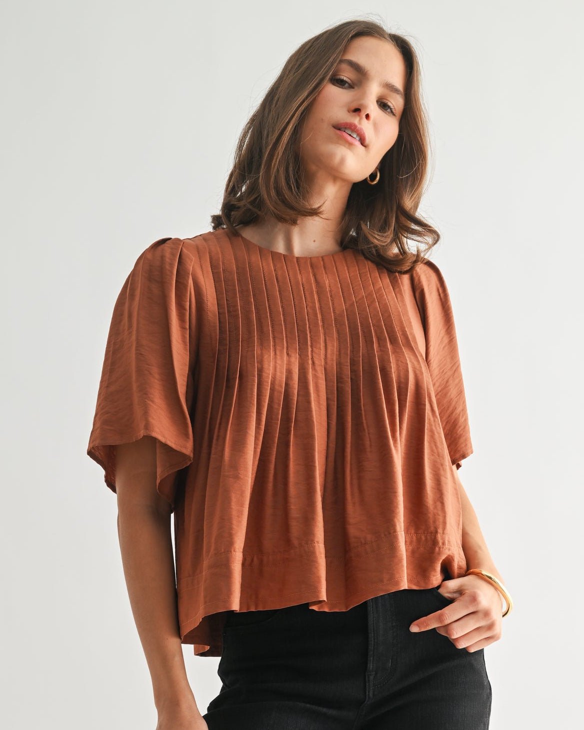 Pleated Short Sleeve Top - FINAL SALE! - The Nines