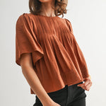 Pleated Short Sleeve Top - FINAL SALE! - The Nines