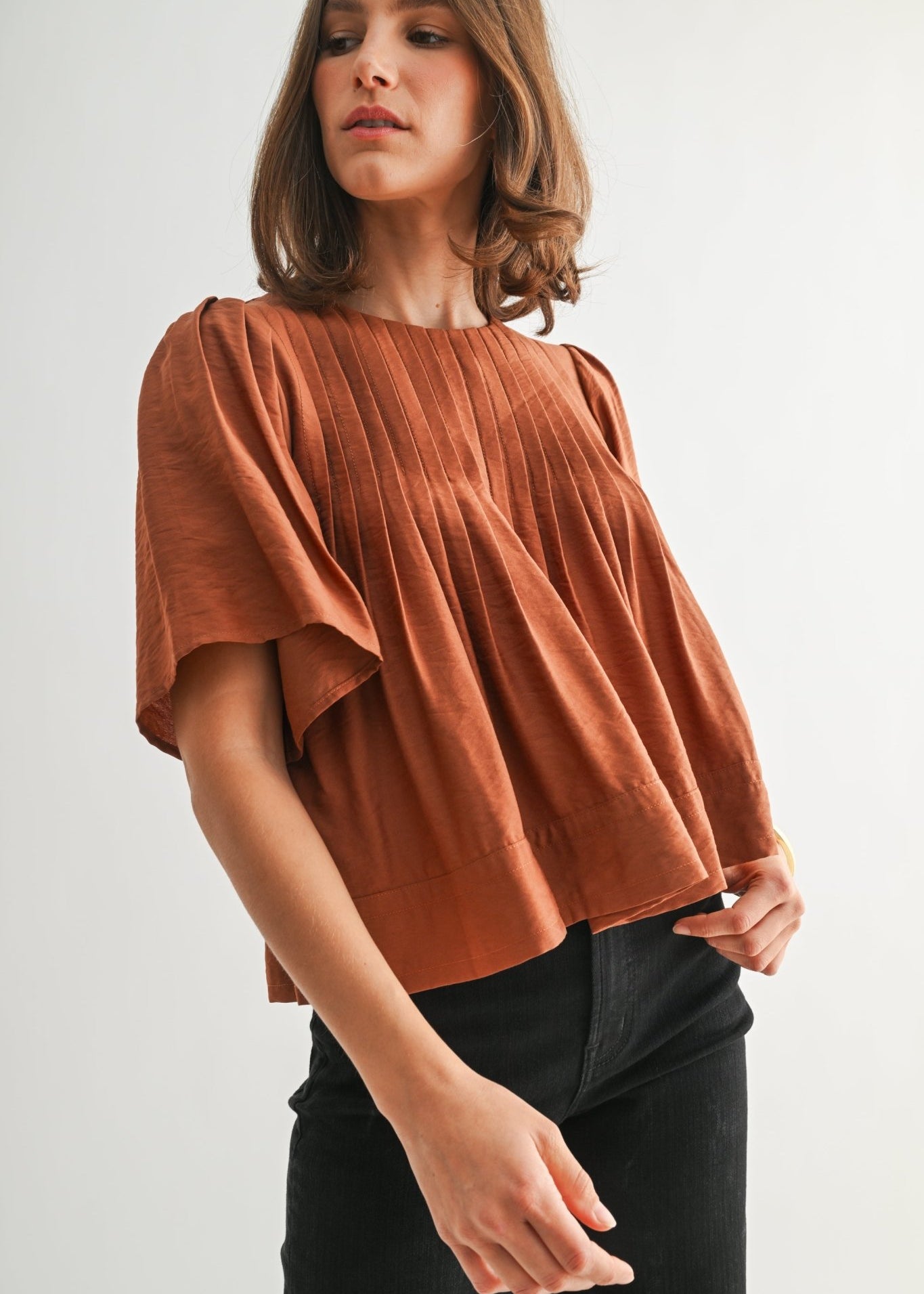Pleated Short Sleeve Top - FINAL SALE! - The Nines