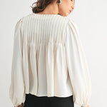 Ivory Pleated Tie Top - The Nines