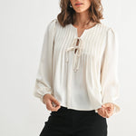 Ivory Pleated Tie Top - The Nines