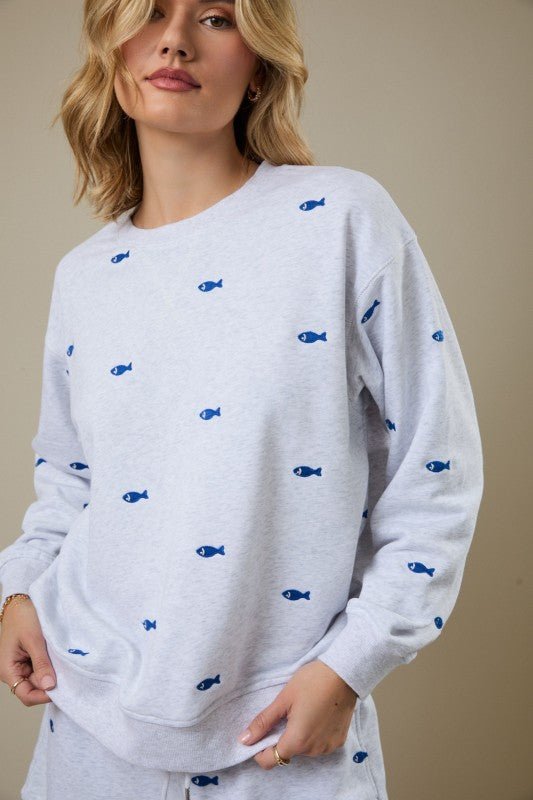 Fish Embroidered Crew - The Nines